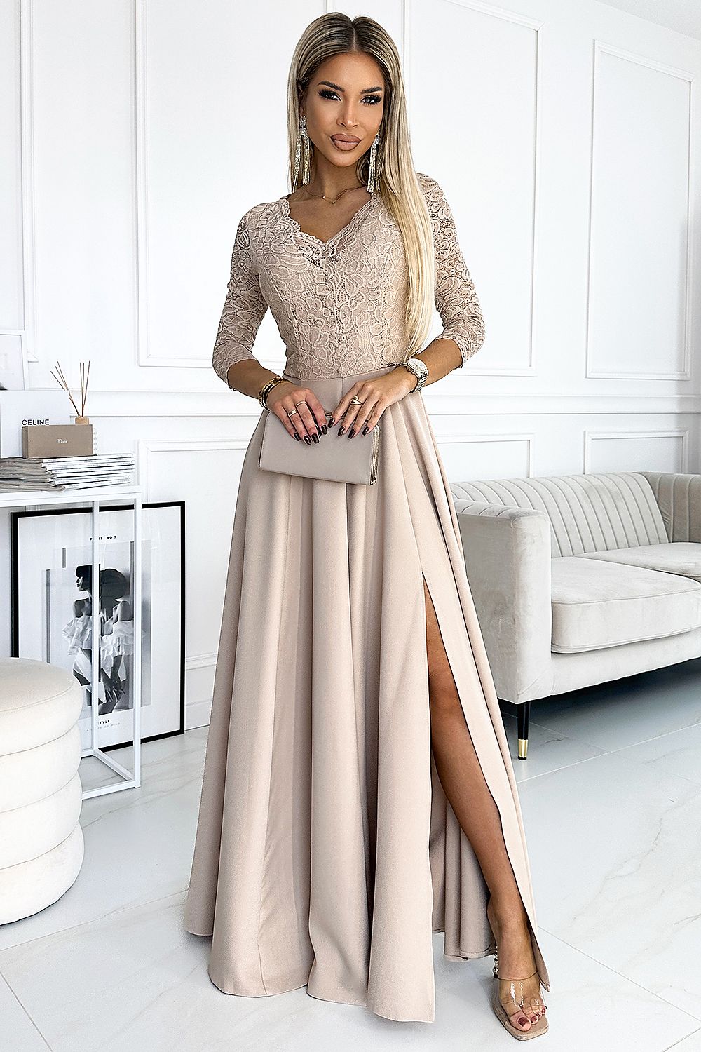 Long dress Numoco - beige / S