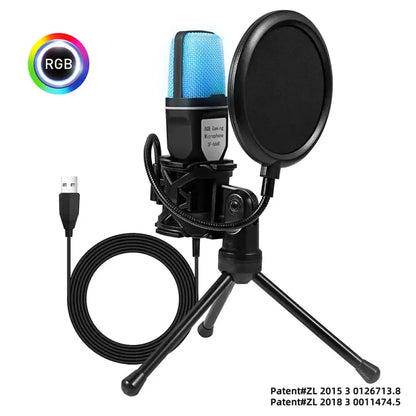 SF-666R condenser microphone RGB seven color luminous microphone with shock mount USB computer game