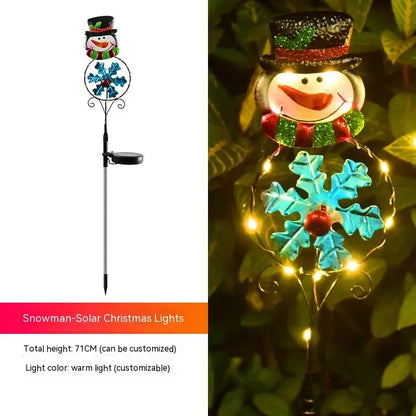 Solar Christmas Led Snowman Elk Ground Plug Light - Snowman