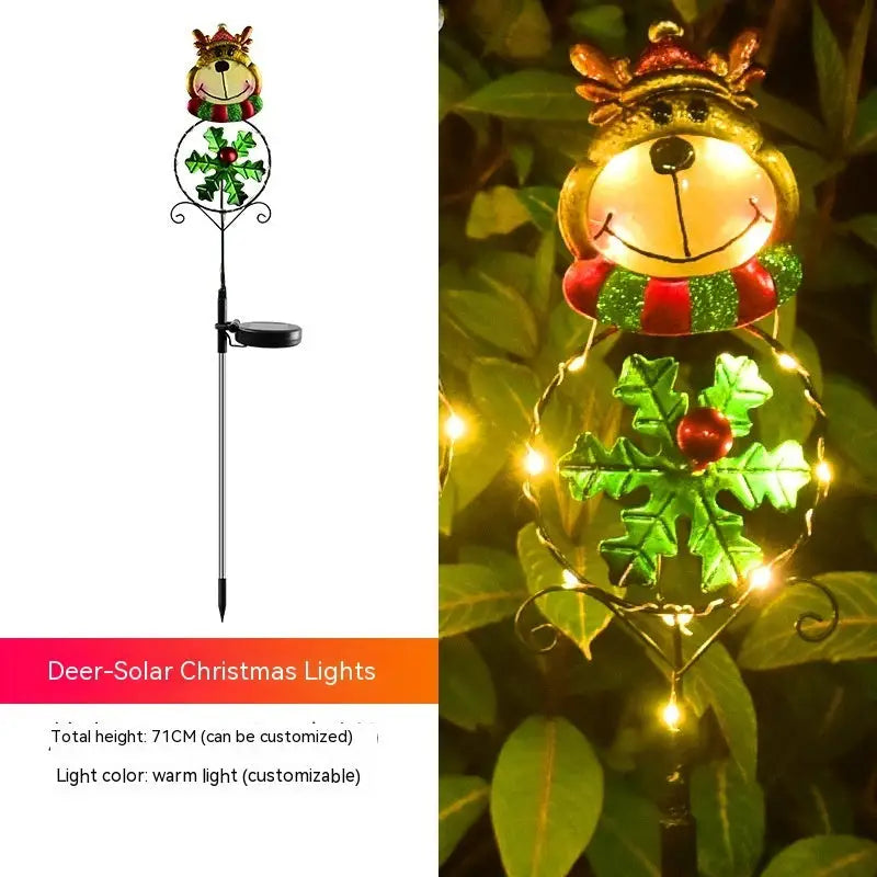 Solar Christmas Led Snowman Elk Ground Plug Light - Elk