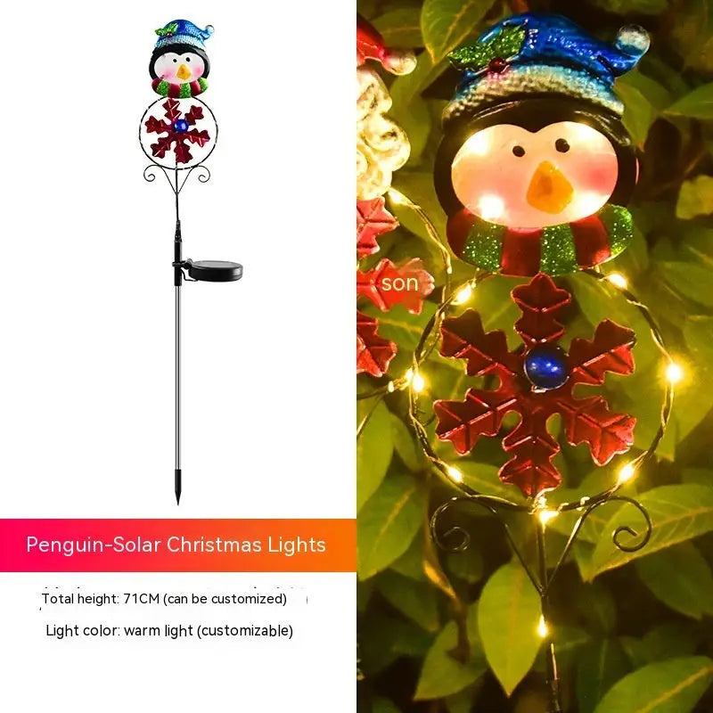 Solar Christmas Led Snowman Elk Ground Plug Light - Penguin