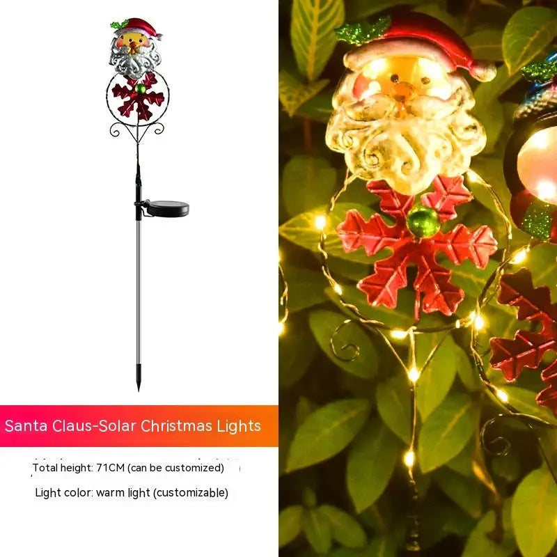 Solar Christmas Led Snowman Elk Ground Plug Light - Santa Claus