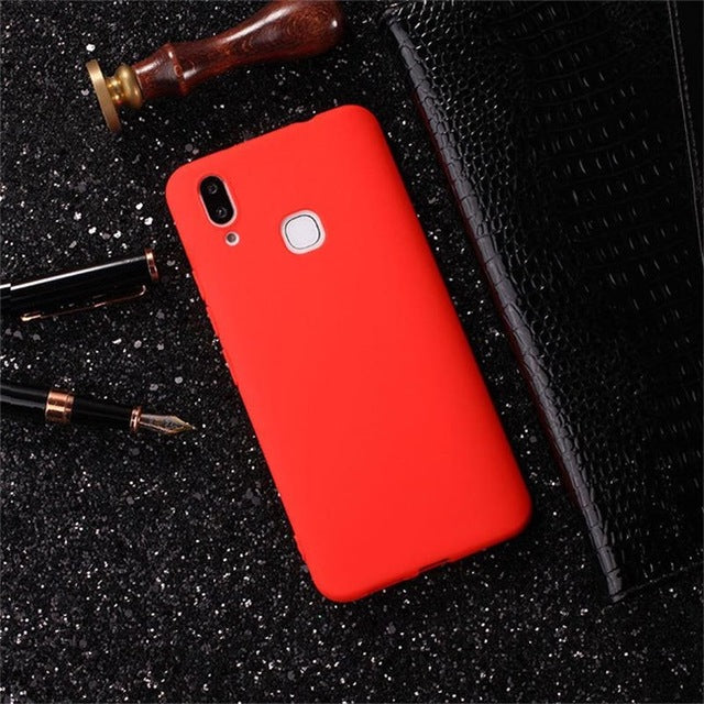 Solid Color Soft Case For Vivo X21Case Vivo Case Silicone Back Cover For Vivo X20 Coques Capa Funda - Red / X21 Front