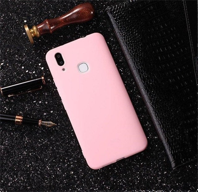 Solid Color Soft Case For Vivo X21Case Vivo Case Silicone Back Cover For Vivo X20 Coques Capa Funda - Pink / X21 Front