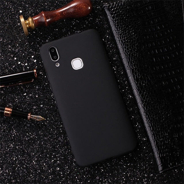 Solid Color Soft Case For Vivo X21Case Vivo Case Silicone Back Cover For Vivo X20 Coques Capa Funda - Black / X21 Front