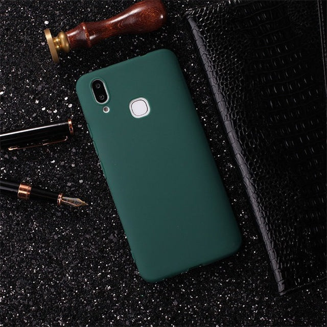 Solid Color Soft Case For Vivo X21Case Vivo Case Silicone Back Cover For Vivo X20 Coques Capa Funda - Green / X21 Front