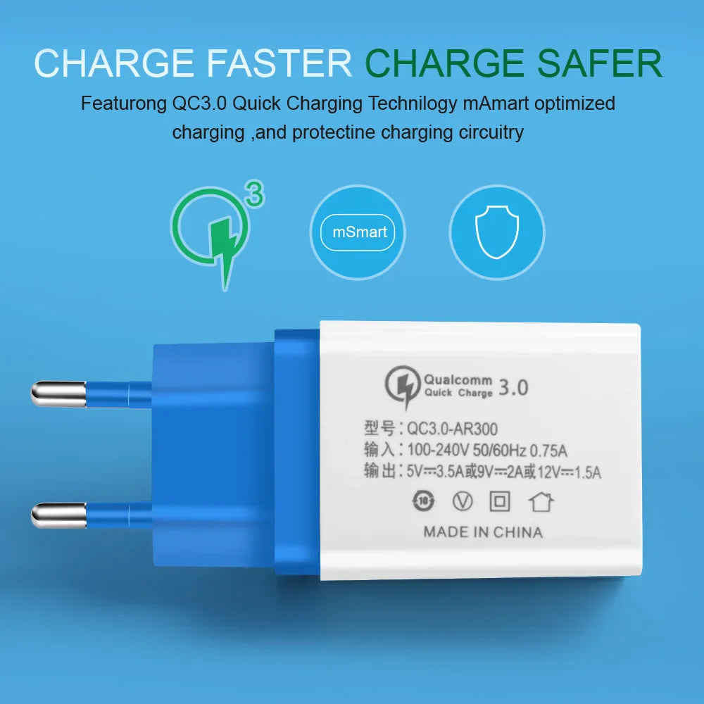 USB Charger Quick Charge 3.0 Mobile Phone Charger for iPhone Fast Charger Adapter