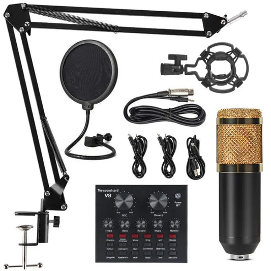 V8 Professional Sound Card Streaming Live Broadcast Podcast Recording Studio Equipment Voice Changer Audio Interface