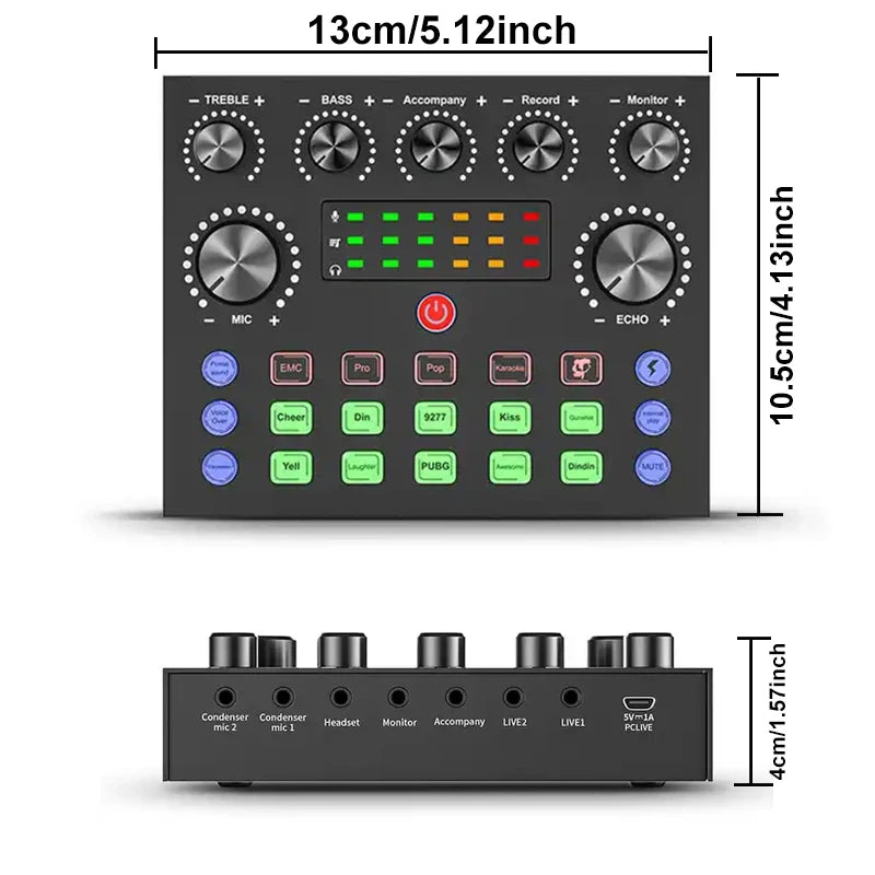 V8S Audio Mixer with Voice changer,Podcast Mixer,Sound Card for Phone Gaming Karaoke Studio Live Streaming Podcast