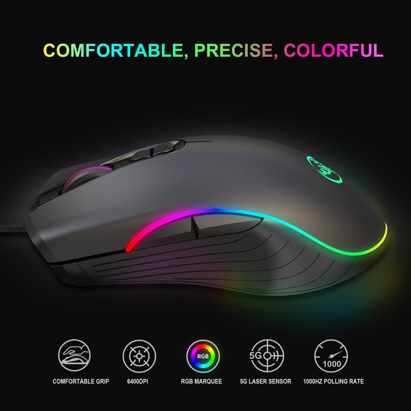 Wired gaming mechanical mouse glowing RGB PUBG e-sports computer laptop USB mouse