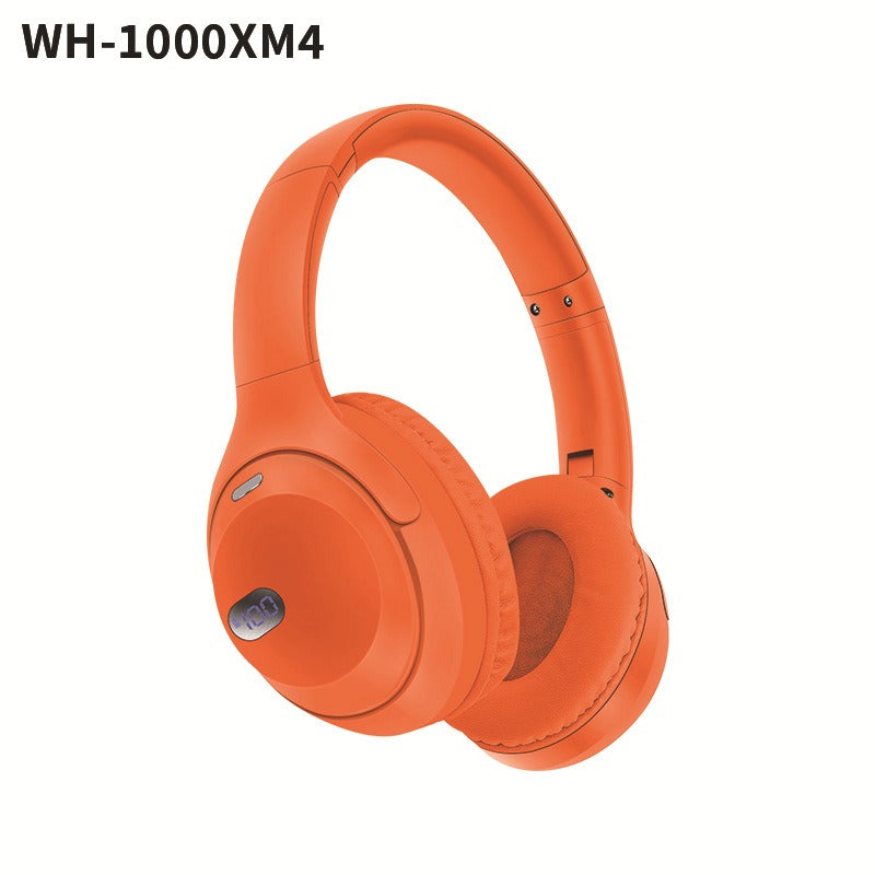 Wireless Bluetooth headset with battery display long battery life and foldable design - WH-1000XM4 Orange Red