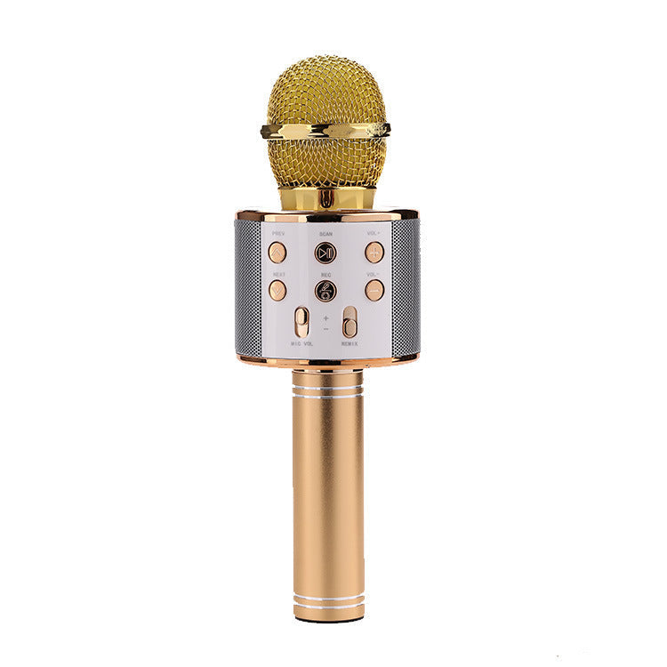 Wireless Microphone Portable Bluetooth Mini Home Ktv For Music Playing Singing Speaker Player - Gold ordinary