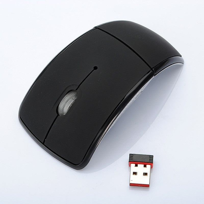 Wireless Optical Mouse Folding Mouse Creative Folding Switch Featured Curved Mouse - Black - Electronics