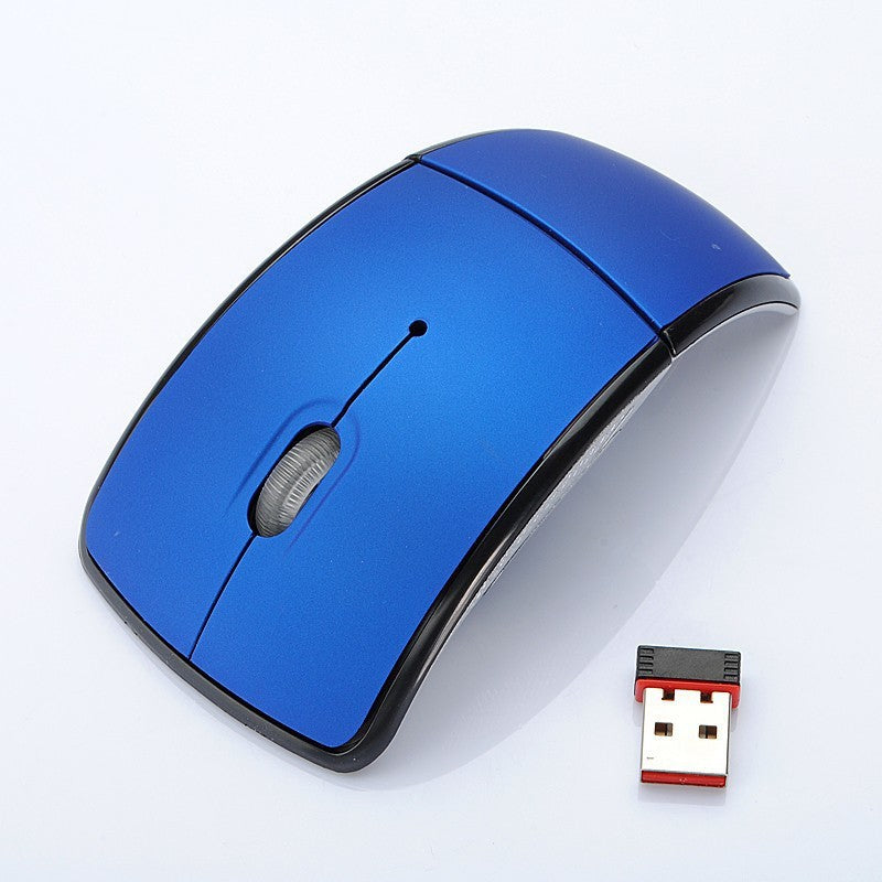 Wireless Optical Mouse Folding Mouse Creative Folding Switch Featured Curved Mouse - Blue - Electronics