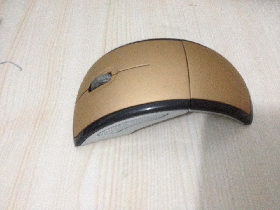 Wireless Optical Mouse Folding Mouse Creative Folding Switch Featured Curved Mouse - Gold - Electronics