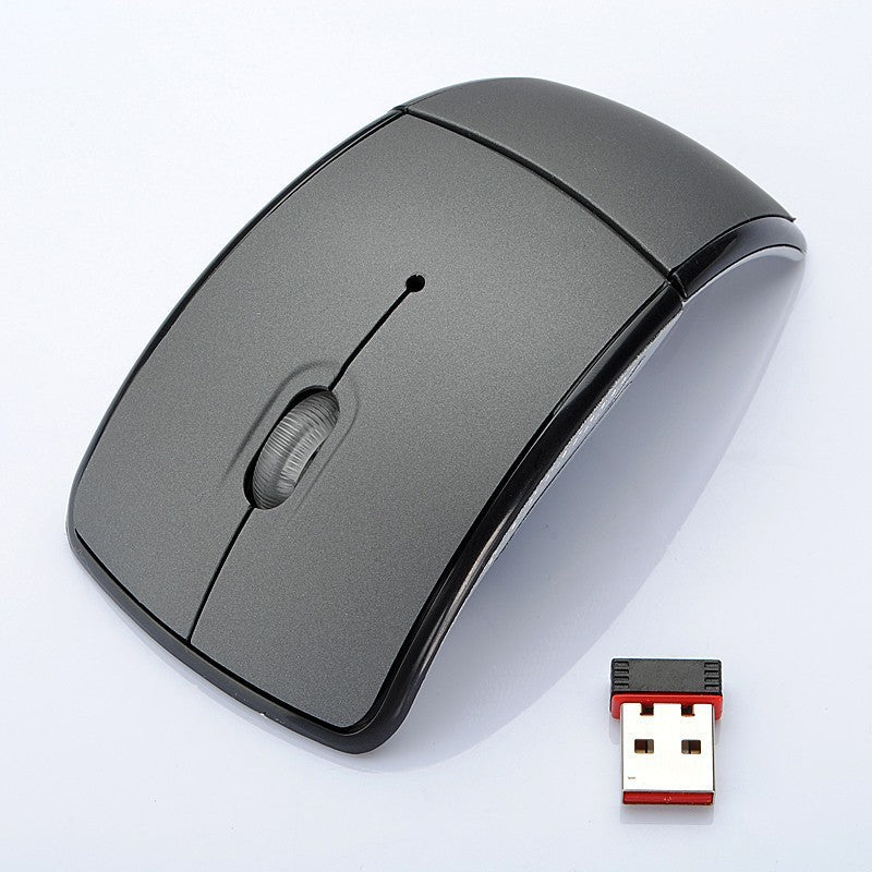 Wireless Optical Mouse Folding Mouse Creative Folding Switch Featured Curved Mouse - Grey - Electronics