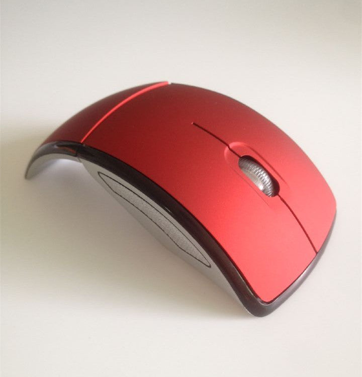 Wireless Optical Mouse Folding Mouse Creative Folding Switch Featured Curved Mouse - Red - Electronics