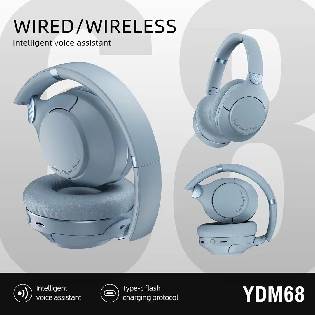 YDM68 new wireless Bluetooth headset with heavy bass gaming headset - blue