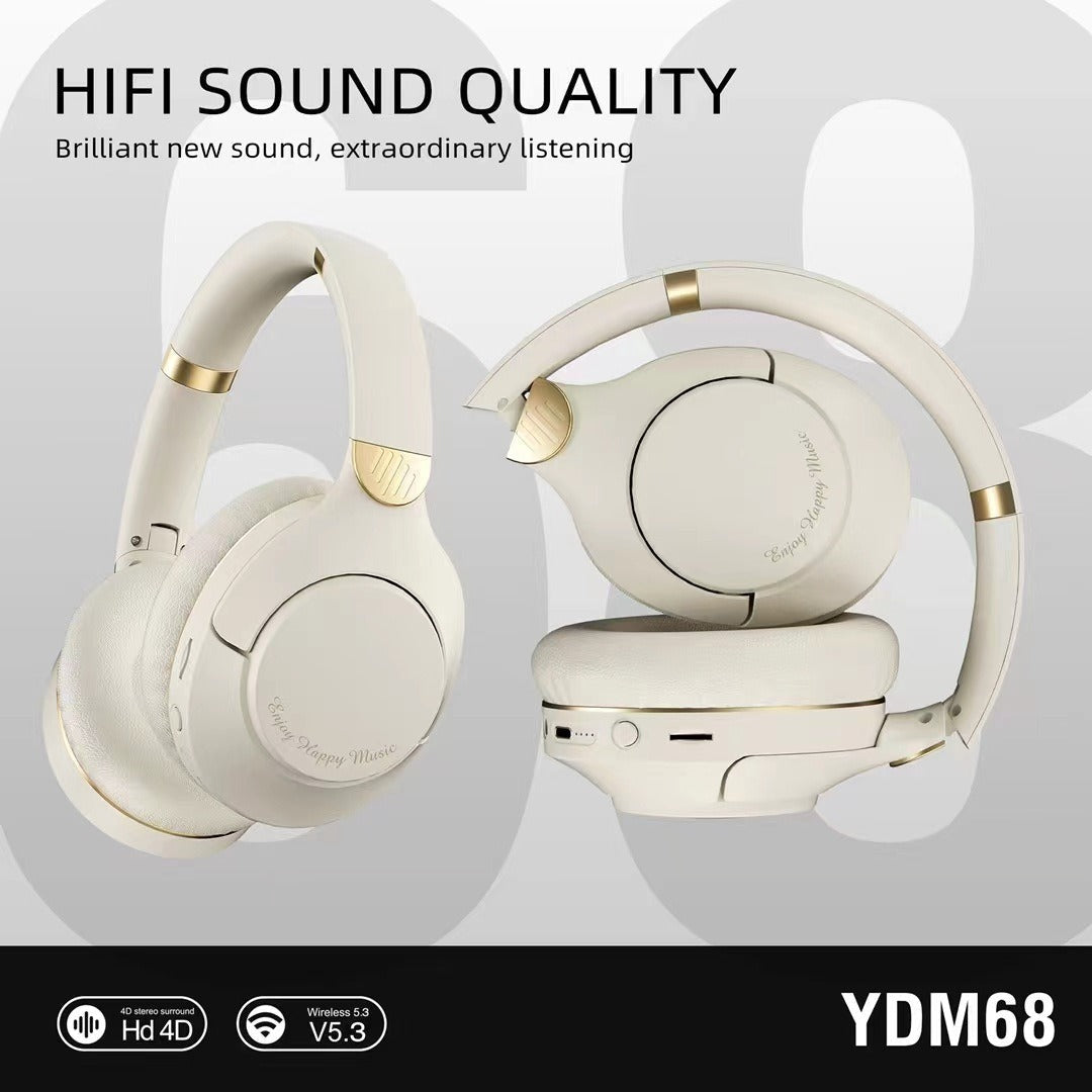 YDM68 new wireless Bluetooth headset with heavy bass gaming headset - Off white